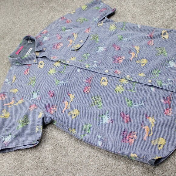 Tommy Bahama Reverse Print Shirt Mens Large Blue Hawaiian Cotton/Tencel S/S - Picture 6 of 14